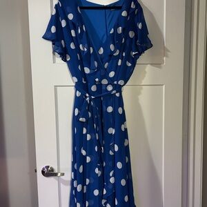 Danny & Nicole Blue Polka Dot Dress